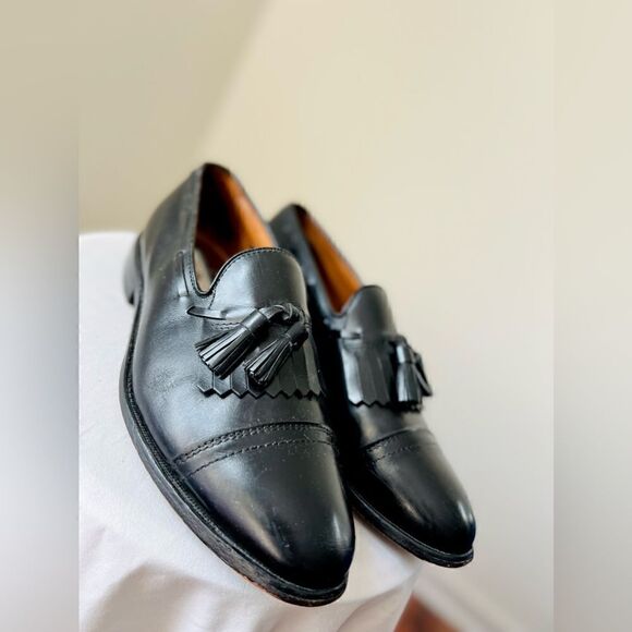 ALLEN EDMONDS Dalton Cap Toe Kiltie Tassel Dress Shoes Black Custom Calf Size 8 - Picture 1 of 8